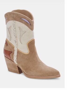Dolce Vita Loral Western Boots in the Taupe Multi Suede colorway.  Size 7